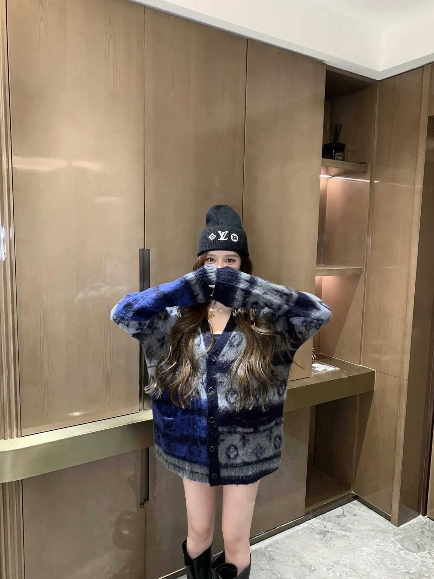 Louis Vuitton/Louis Vuitton contrasting jacquard mohair cardigan